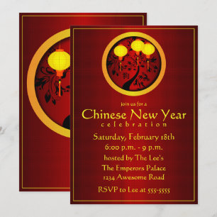 Elegant-Chinese New Year Dog Gold-lampions Kaart