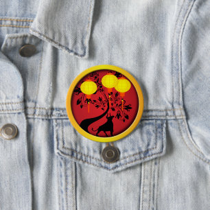 Elegant Chinese New Year OX Gold Lantaarns Ronde Button 7,6 Cm