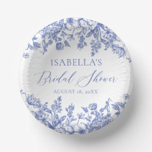 Elegant Chinoise Dusty Blue Floral Vrijgezellenfee Papieren Kommen