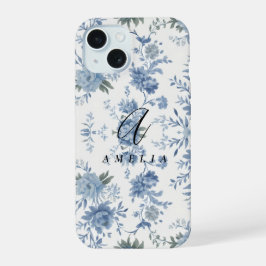 Elegant Chinoiserie Blue Toile iPhone 15 Hoesje