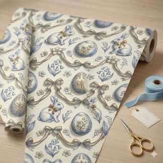 Elegant Chinoiserie Easter Bunny & Vintage Toile Cadeaupapier