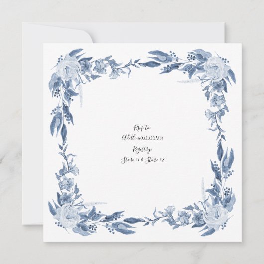 Elegant Chinoiserie Floral Blue Vrijgezellenfeest Kaart (Achterkant)