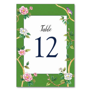 Elegant Chinoiserie Floral Green & White Kaart