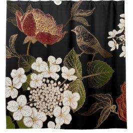 Elegant Chinoiserie geïnspireerde Floral Blooms Douchegordijn
