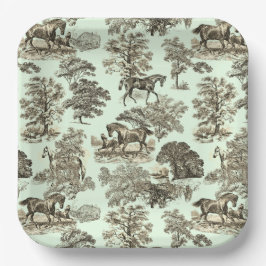 Elegant chique beige rustieke paardentoilet papieren bordje