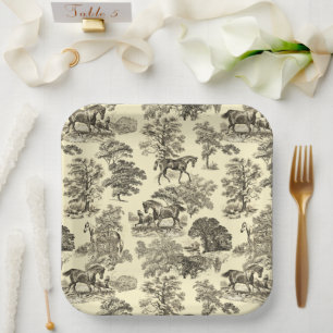 Elegant chique beige rustieke paardentoilet papieren bordje