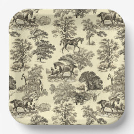 Elegant chique beige rustieke paardentoilet papieren bordje