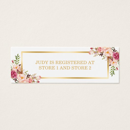 Elegant chique bloemengoud Lijst | Registerbijlage Mini Visitekaartjes (Voorkant)