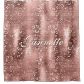 Elegant chique bloemig Roos gouden faux glitter Douchegordijn (Voorkant)