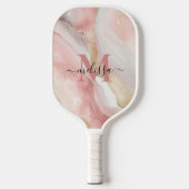 Elegant chique blush roze monogram pickleball paddle (Voorkant)