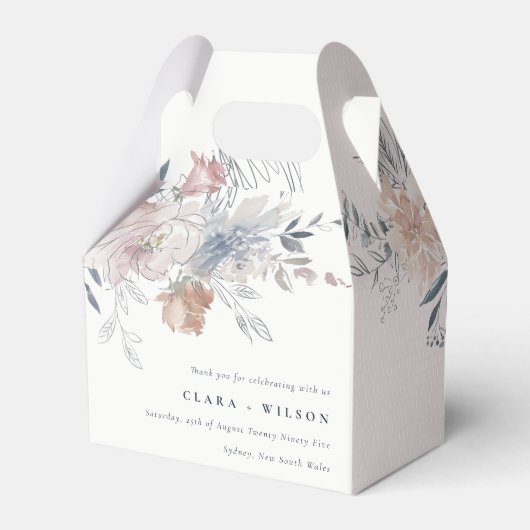 Elegant chique blush Waterverf bloemenbruiloft Bedankdoosjes (Voorkant Zijde)