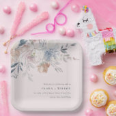 Elegant chique blush Waterverf bloemenbruiloft Papieren Bordje (Feest)