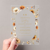 Elegant & Chique Boho Herfst Wildflower Bruiloft Acryl Uitnodigingen (Insitu (Draagbaar))