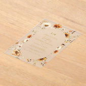 Elegant & Chique Boho Herfst Wildflower Bruiloft Acryl Uitnodigingen (Laagn)