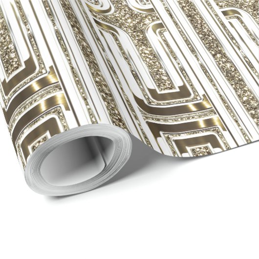 Elegant chique faux gouden folie wit patroon cadeaupapier (Rol Hoek)
