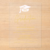 Elegant & Chique Gold Calligrafie Graduation Party Acryl Uitnodigingen (Voorkant)