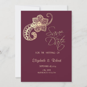 Elegant chique gouden Paisley sterren sparen de Save The Date