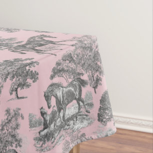 Elegant chique grijs roze rustieke paarden Toile Tafelkleed