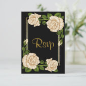 Elegant Chique Hoek Ivoor Rozen Bruiloft RSVP (Staand voorkant)