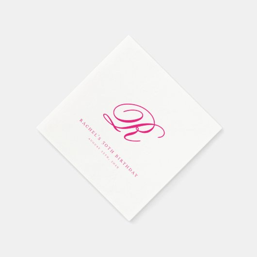 Elegant chique Initiaal Hot roze verjaardagsservet Servet (Hoek)