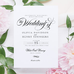 Elegant chique kalligrafie script bruiloft kaart