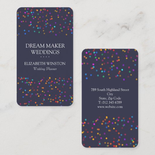 Elegant Chique Kleurrijke Confetti Visitekaartje (Voorkant / Achterkant)