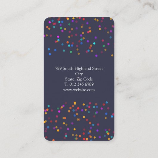 Elegant Chique Kleurrijke Confetti Visitekaartje (Achterkant)