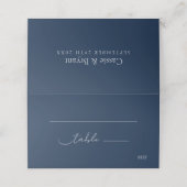 Elegant chique marine blauw modern script bruiloft (Buitenkant ongevouwen)