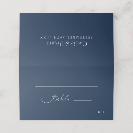Elegant chique marine blauw modern script bruiloft (Buitenkant ongevouwen)