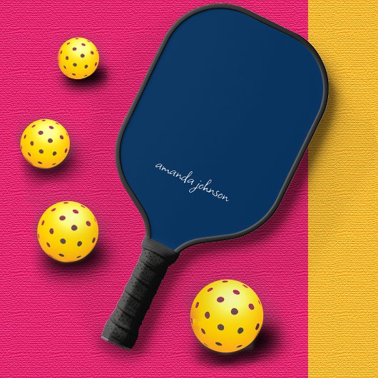 Elegant chique marine blauw monogram pickleball paddle