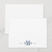 Elegant chique marineblauw monogram 3 Initialen Notitiekaartje (Voorkant / Achterkant)