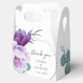 Elegant chique Paarse en zilveren bloemenbruiloft Bedankdoosjes (Geopend)