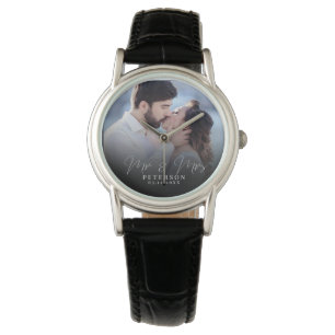 Elegant chique Pas getrouwd bruiloft foto Jubileum Horloge
