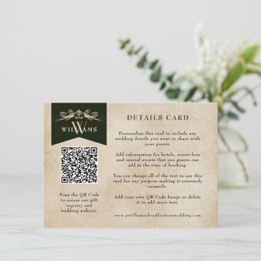 Elegant  Chique QR Code Bruiloft Kaart Invoegen (Staand voorkant)