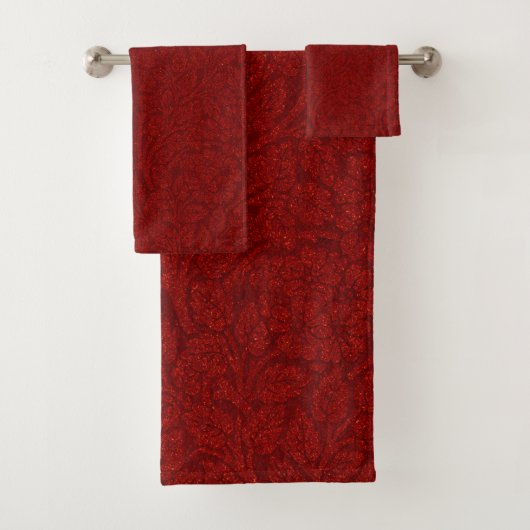 Elegant chique  rood damast bad handdoek (Insitu)