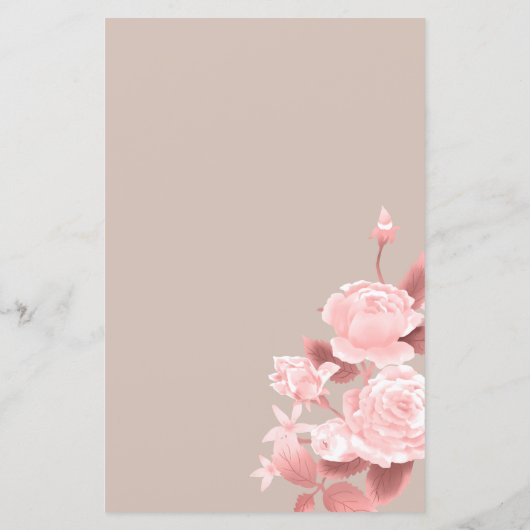 Elegant chique Roos blanco bruiloft menu (Achterkant)