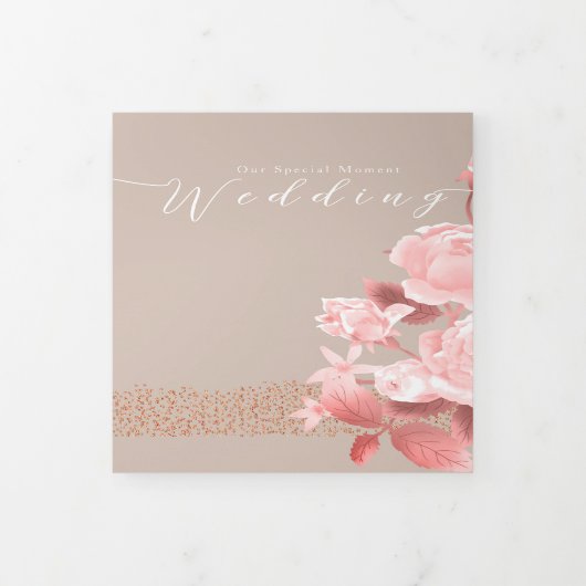 Elegant chique Roos bruiloft Drieluik Uitnodiging (Cover)