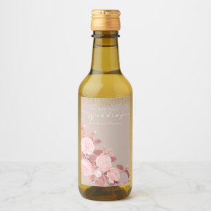 Elegant chique Roos bruiloft Wijn Etiket