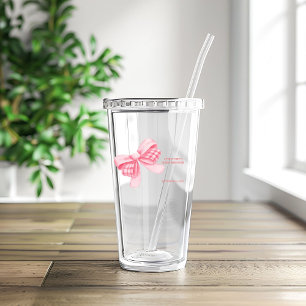 Elegant & Chique Roze Bow Meisje Baby shower Acryl Drinkbeker