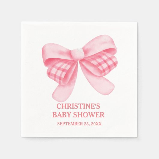 Elegant & Chique Roze Bow Meisje Baby shower Servet (Voorkant)