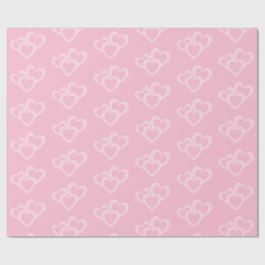 Elegant, chique roze en witte drie harten patroon cadeaupapier (Vlak)