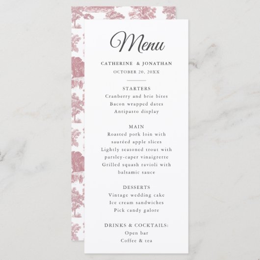 Elegant  chique roze paardentoilet programma (Voorkant / Achterkant)