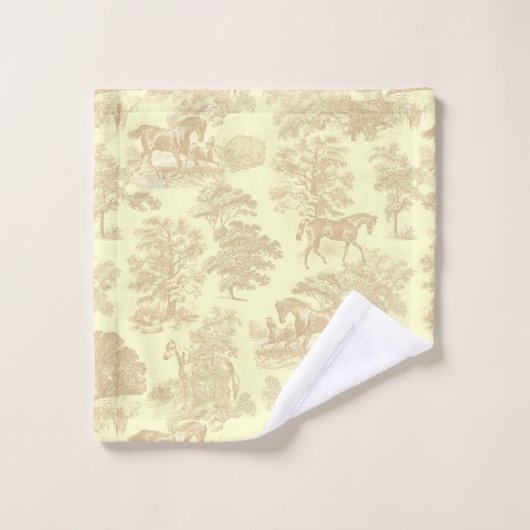 Elegant chique rustiek paard beige crème toilet bad handdoek (Wasdoekje)