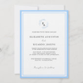 Elegant & Chique Script Blauw Bruiloft Kaart (Voorkant)