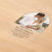 Elegant chique script Boho Arch foto bruiloft boog Acryl Uitnodigingen (Laagn)