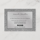 Elegant chique zilveren folie glitter glamoureuze kortingskaartje (Achterkant)