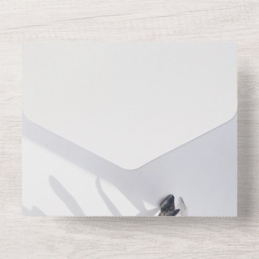 Elegant chique zilveren Roos zomer bloemenbruiloft All In One Uitnodiging (Achterkant)