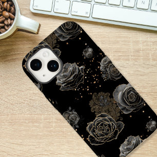 Elegant chique zwart en goud glitter patroon Case-Mate iPhone 14 hoesje