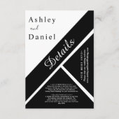 Elegant chique zwart-wit Fancy bruiloft Informatiekaartje (Voorkant)