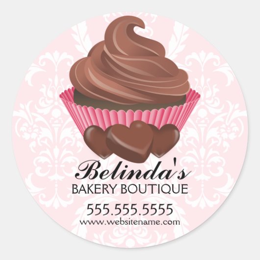 Elegant Chocolade Cupcake Stickers (Voorkant)